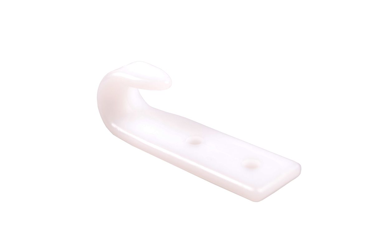 Zweiloch-Planenhaken, 20 x 63 mm Lochabstand 20 mm, weiß, Kunststoff