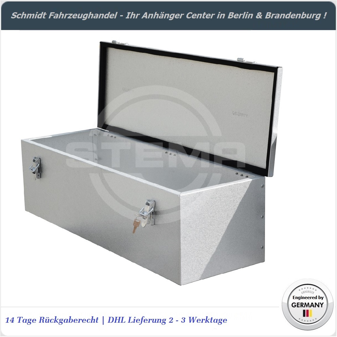 Original Stema Deichselbox / Staubox / Werkzeugbox 90x30x25