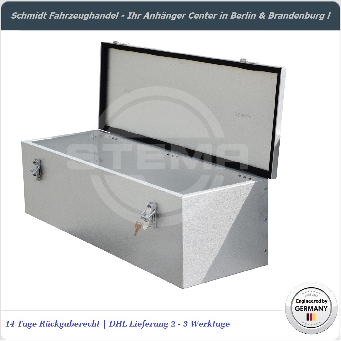 Original Stema Deichselbox / Staubox / Werkzeugbox 90x30x25 Original Stema Deichselbox / Staubox / Werkzeugbox 90x30x25
