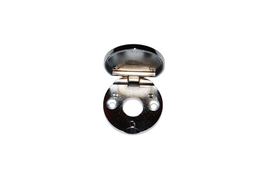 Schlüsselschild, Ø 15/42 mm, Bohrungen Ø 4 mm Zink-Druckguss verchromt Schlüsselschild, Ø 15/42 mm, Bohrungen Ø 4 mm Zink-Druckguss verchromt