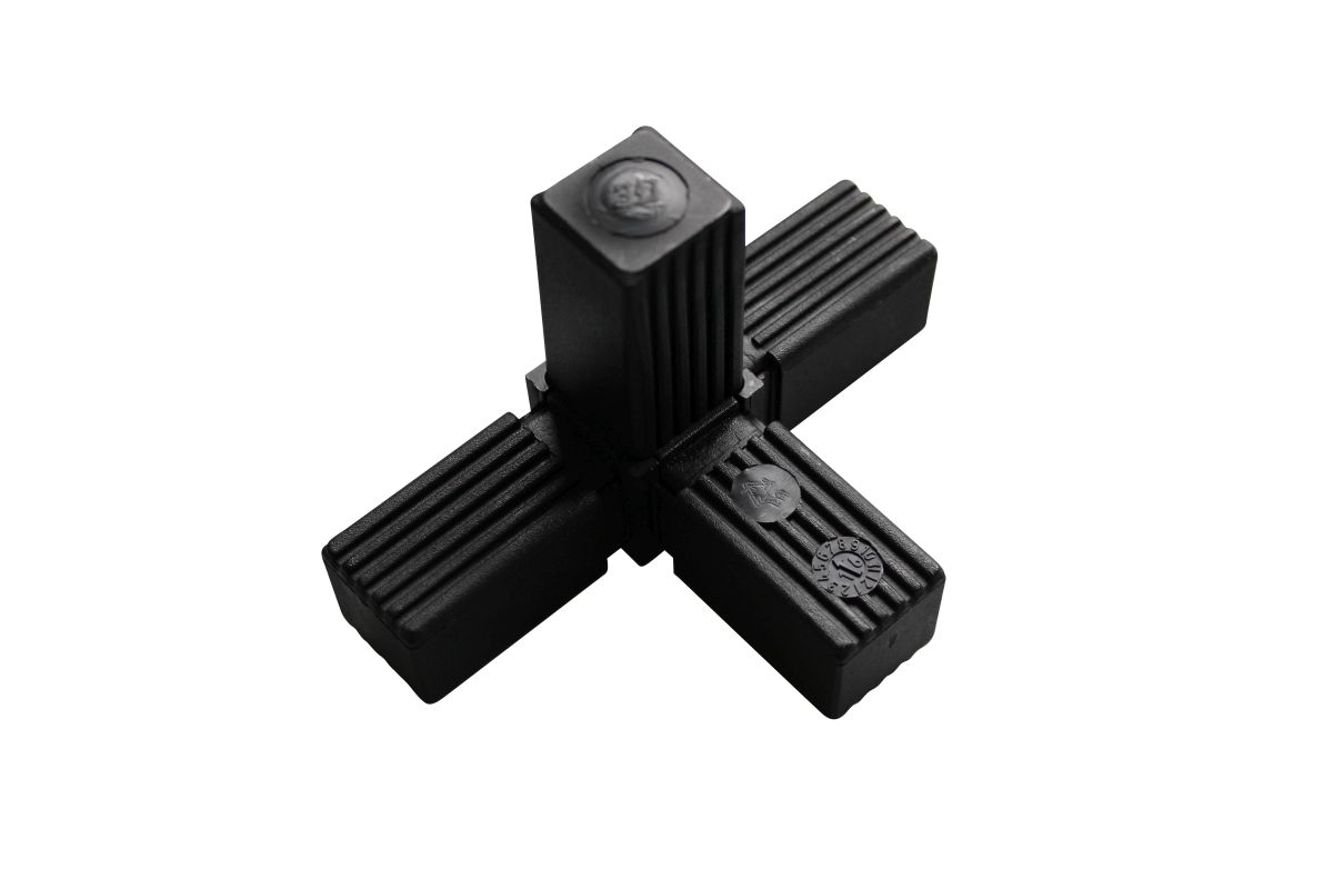 Planenrohrverbinder, 90° T-Stück, 4-armig f. Quadratrohr 30 x 30 x 1,5-2 mm, Kunststoff
