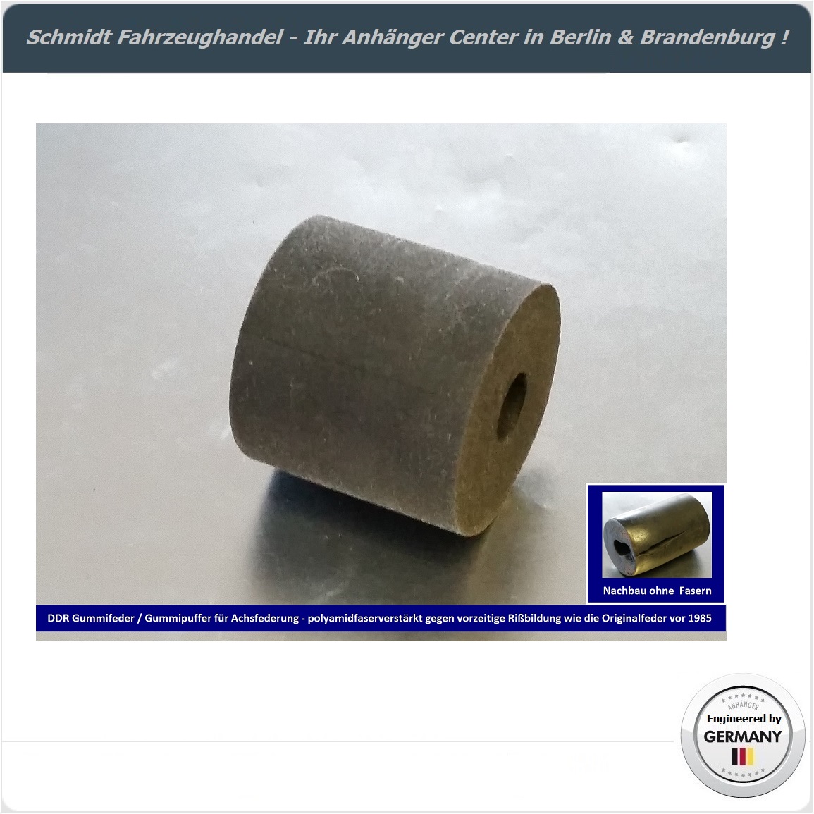 Gummifeder 50x50 polyamidfaserverstärkt Gummifeder 50x50 polyamidfaserverstärkt