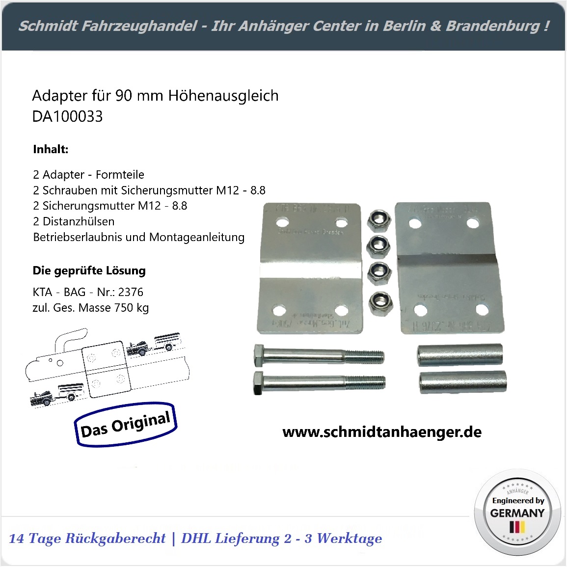 DDR Höhenadapter / Höhenausgleich für Zugmaul / Kugelkupplung / Klaue KK92
