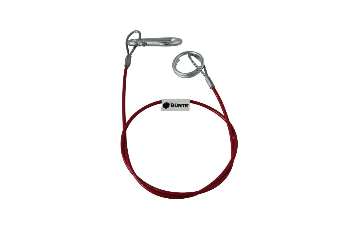 BÜNTE Abreißseil, 1000 mm, m. Karabinerhaken/Ring rot, PVC-ummantelt, (DIN 5299) BÜNTE Abreißseil, 1000 mm, m. Karabinerhaken/Ring rot, PVC-ummantelt, (DIN 5299)