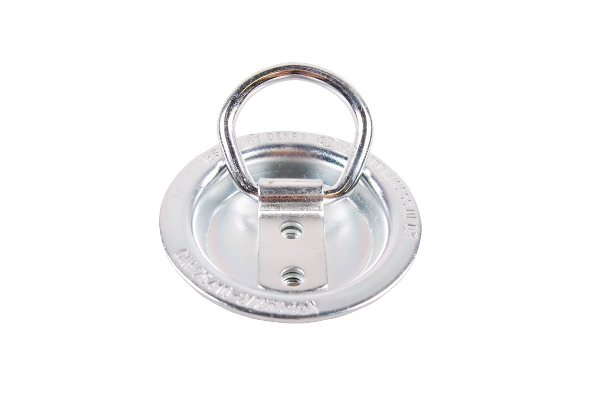KNOTT Zurrmulde, rund, Ø 78 x 13 mm m. Lasche/Ring, 250 daN, Stahl verzinkt KNOTT Zurrmulde, rund, Ø 78 x 13 mm m. Lasche/Ring, 250 daN, Stahl verzinkt
