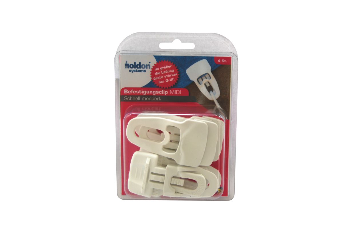 HOLDON Midi Clip Klemmösen (4Stück), weiß 40 x 70 x 18,5 mm, Zugkraft 100 kg, Kunststoff