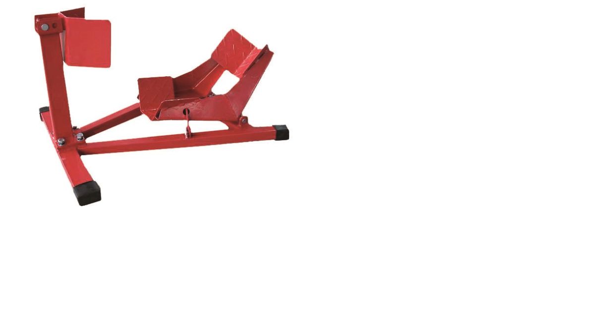 Motorrad-Standschiene, 490 x 650 x 450 mm mit Wippe, rot lackiert, Stahl verzinkt