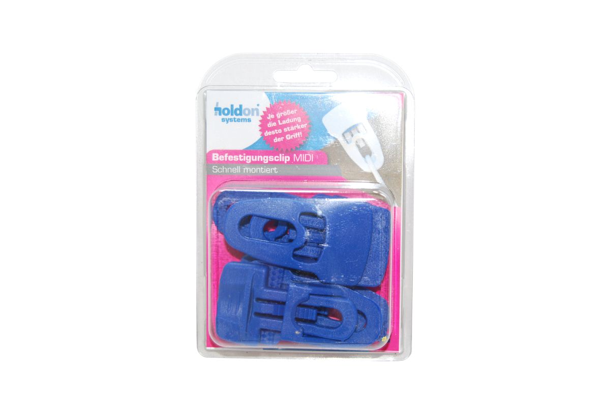 HOLDON Midi Clip Klemmösen (4Stück), blau 40 x 70 x 18,5 mm, Zugkraft 100 kg, Kunststoff